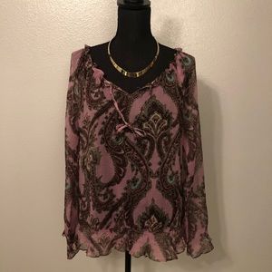 Jewel tone peasant shirt **FREE NECKLACE INCLUDED*